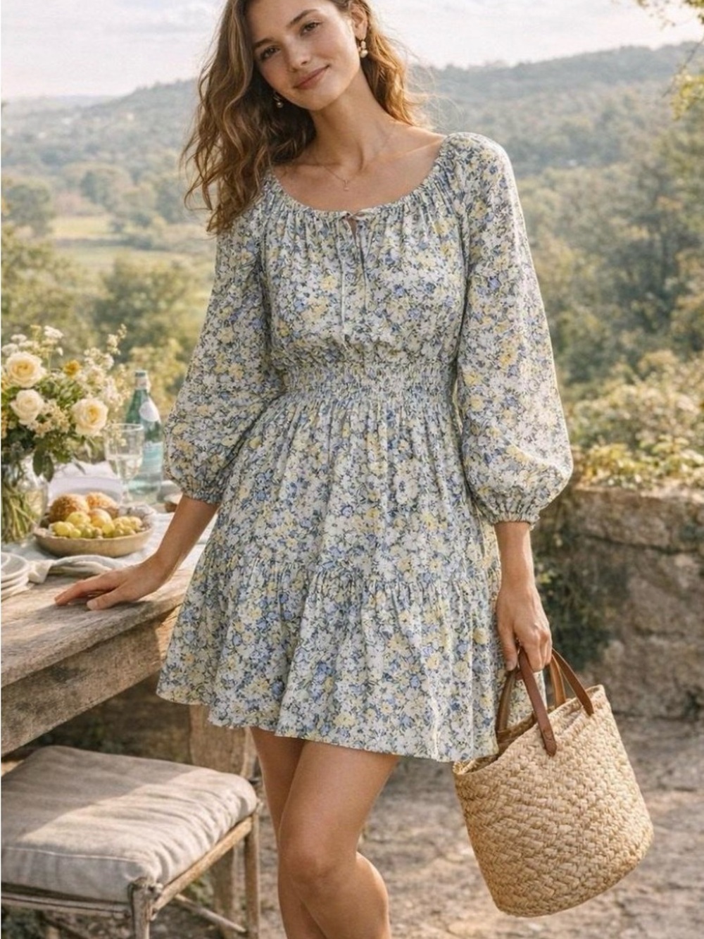 J crew liberty fabric smoked waist dress